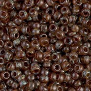 Miyuki seed beads 8/0 - Picasso transparent light smoky topaz 8-4505